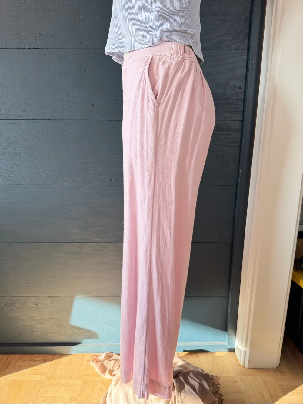 Free People Light Pink Linen-Blend Wide Leg Pants Size XS